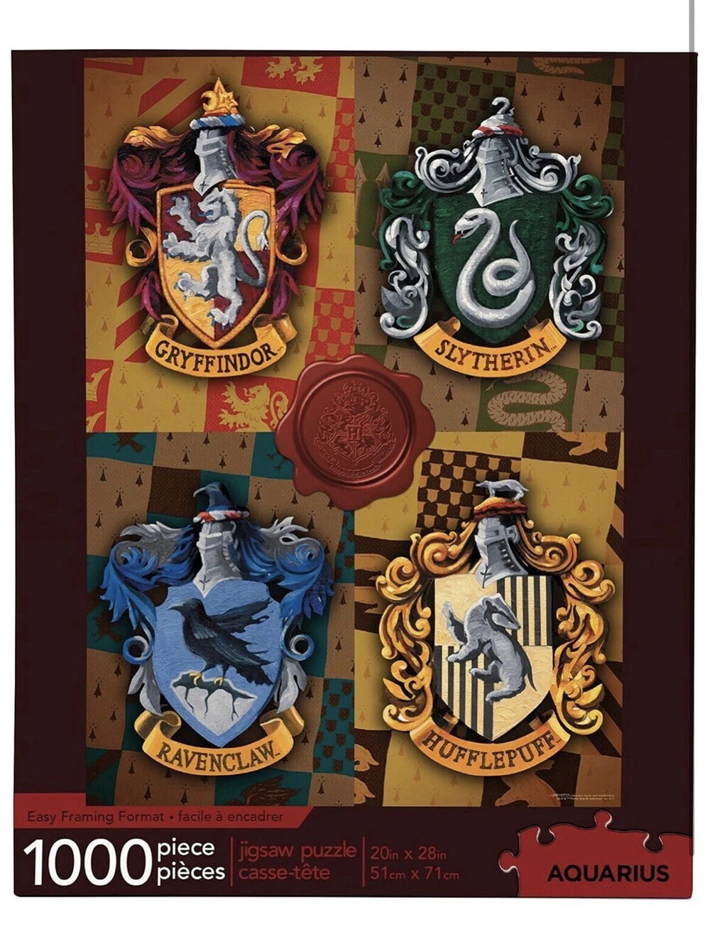 NEW Sealed Harry Potter Hogwarts House Crests 1000 Pc Puzzle Aquarius Wizarding